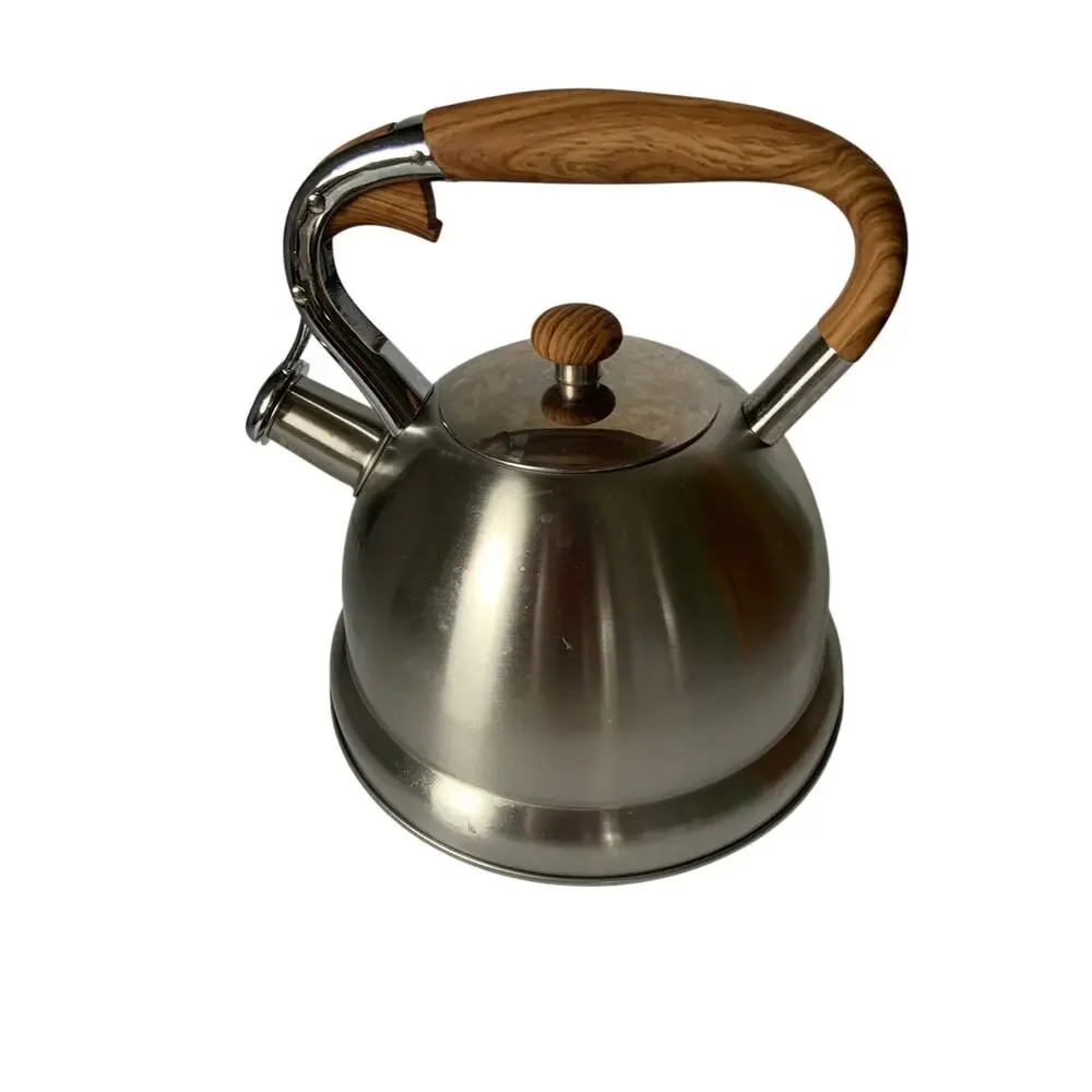 MasterClass Premium 2.6 QT Stainless Whistling Kettle w/ Wood Handle